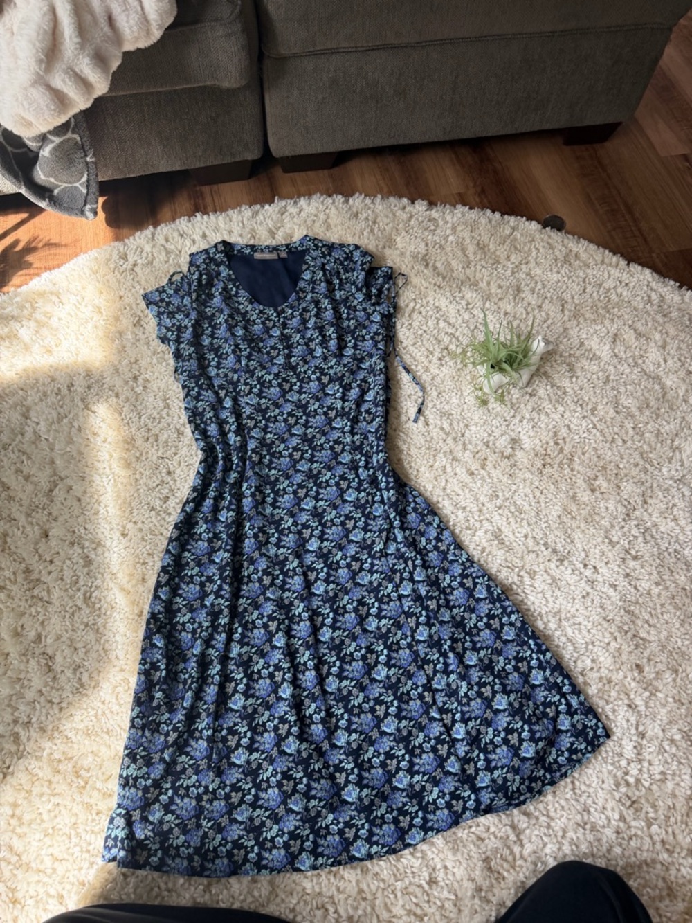 croft & barrow long sophisticated women’s spring Blue Floral Midi Dress